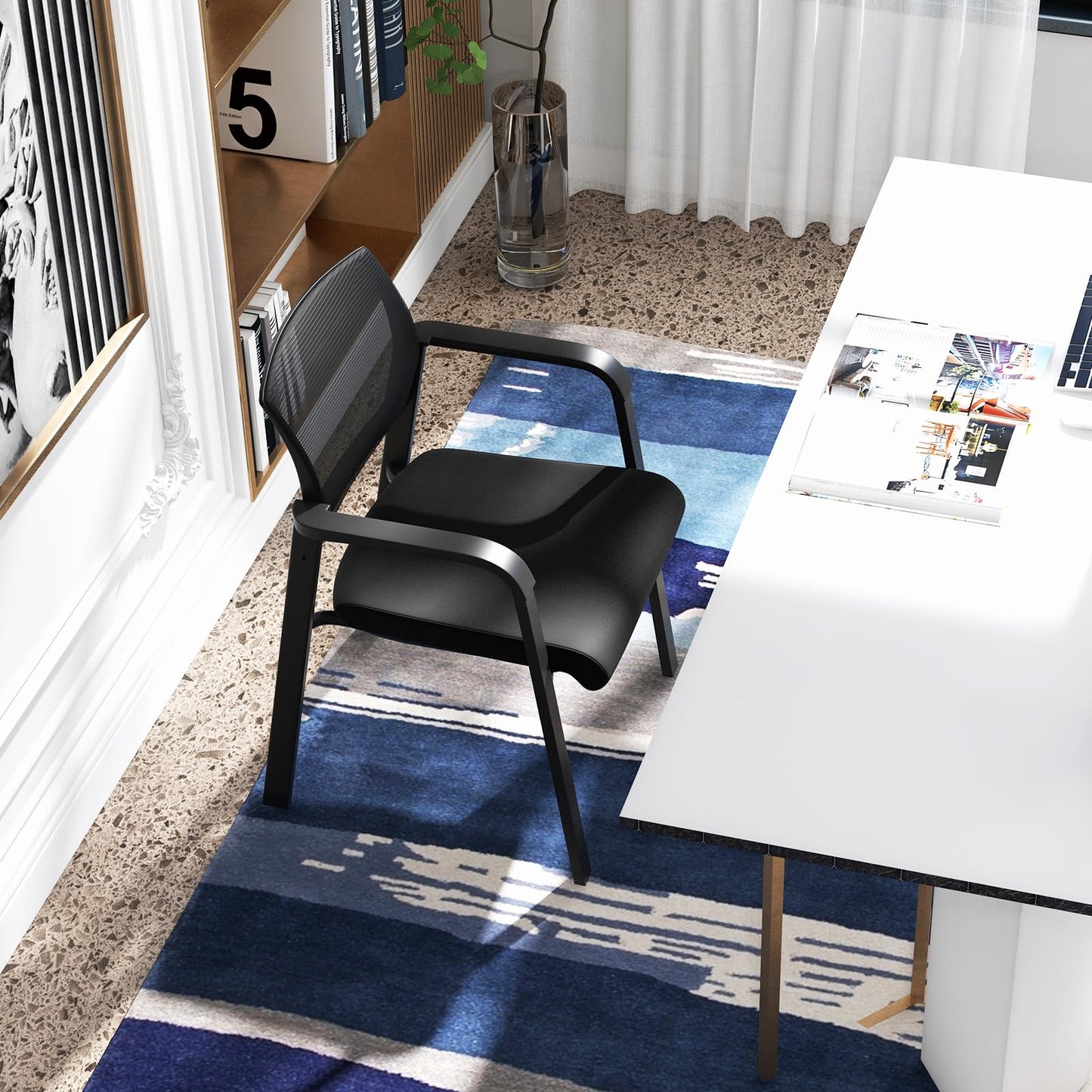 Tangkula Conference Room Chairs, Stackable Office Guest Chairs - 3*CB10544DK-2