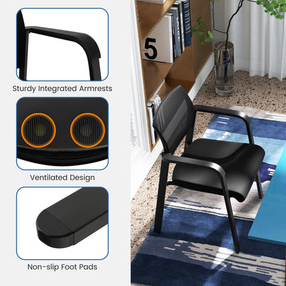 Tangkula Conference Room Chairs, Stackable Office Guest Chairs - 3*CB10544DK-2