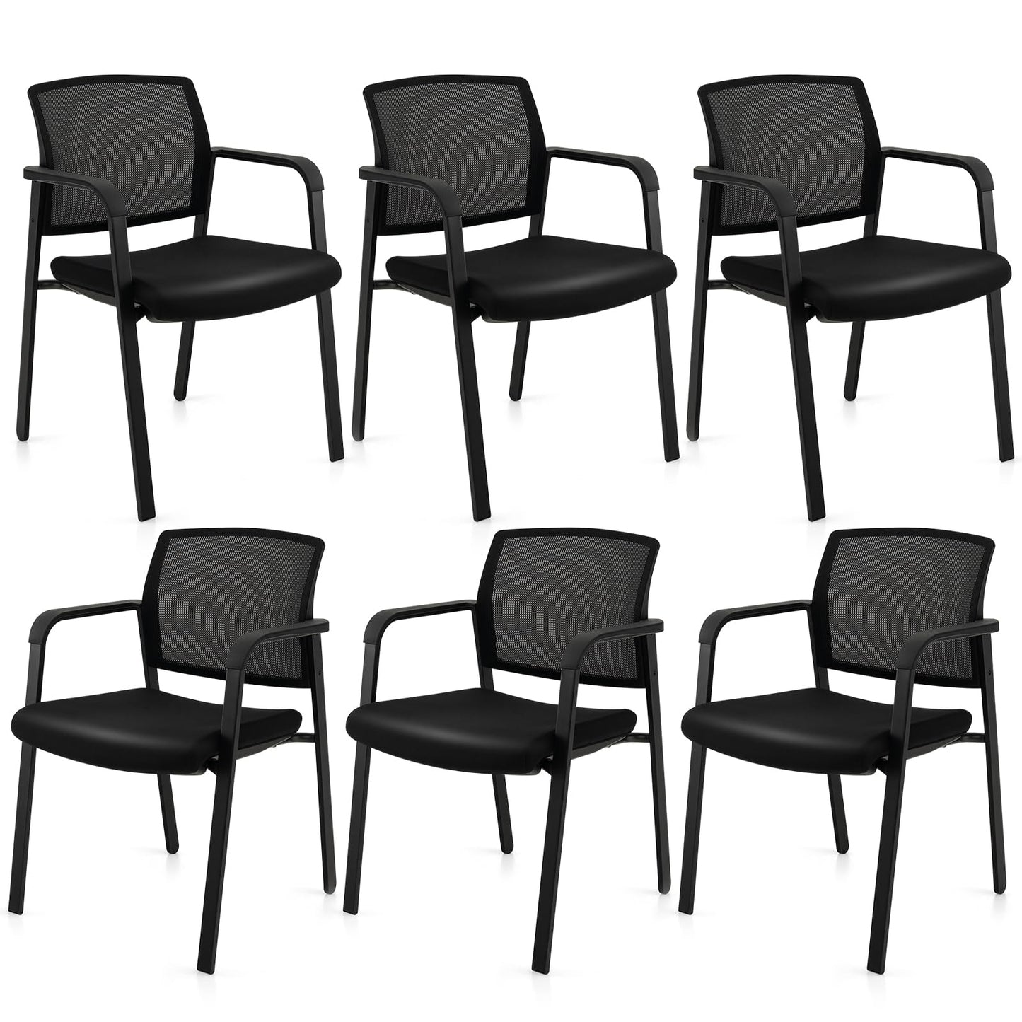 Tangkula Conference Room Chairs, Stackable Office Guest Chairs - 3*CB10544DK-2