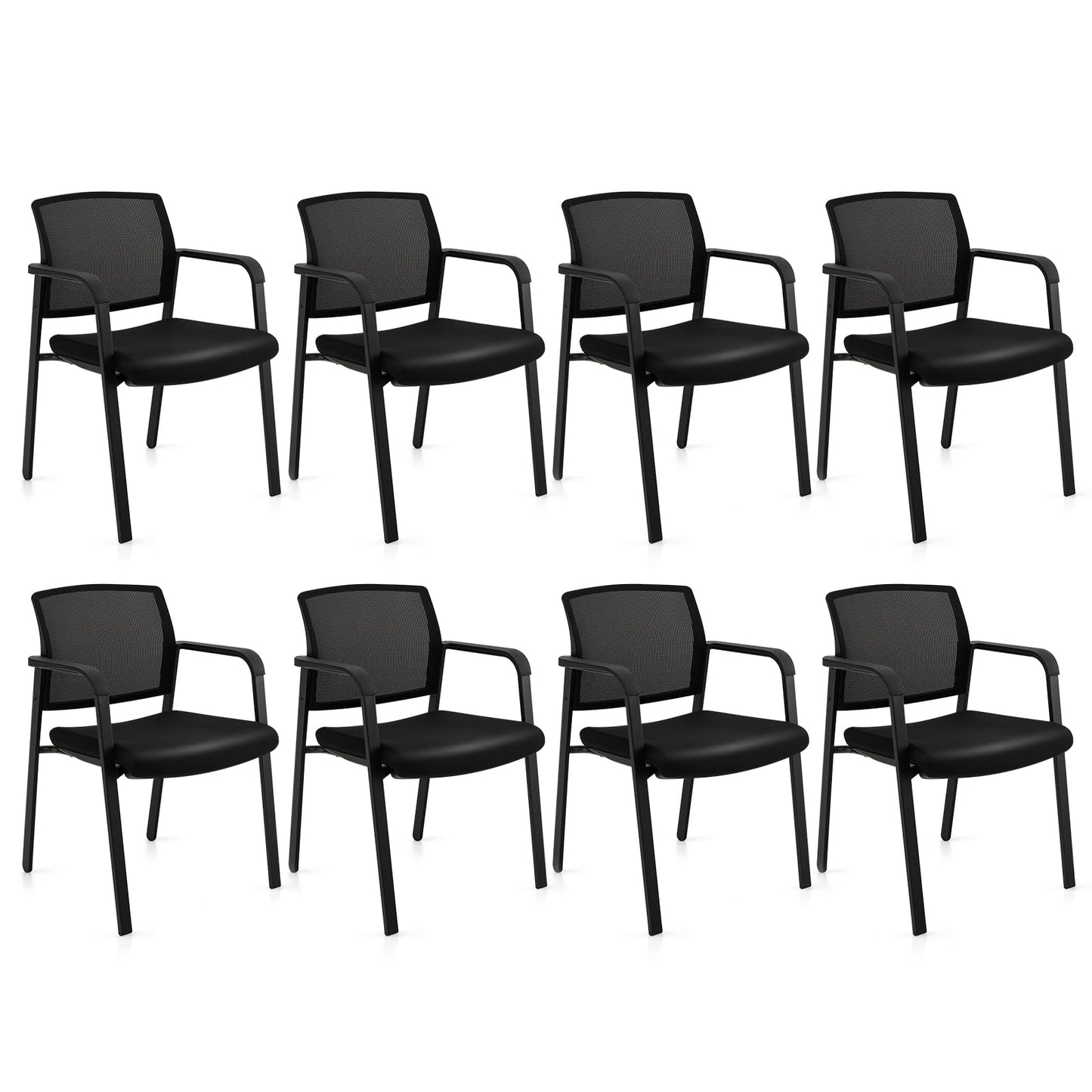 Tangkula Conference Room Chairs, Stackable Office Guest Chairs - 3*CB10544DK-2