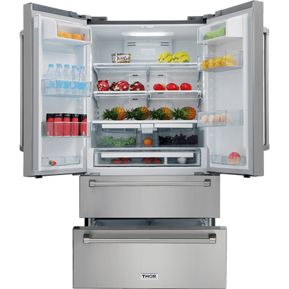 Thor Appliance Package - 48 In. Gas Range, Range Hood, Refrigerator, Dishwasher & Wine Cooler, AP-LRG4087U-4