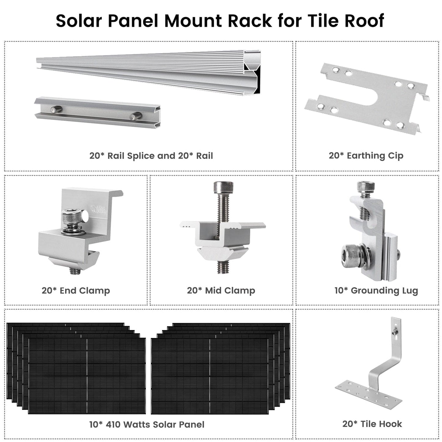 410 Watt Monocrystalline Solar Panel (10 Packs) With Solar Panel Mount Rack - Backyard Provider