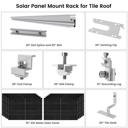 410 Watt Monocrystalline Solar Panel (10 Packs) With Solar Panel Mount Rack - Backyard Provider
