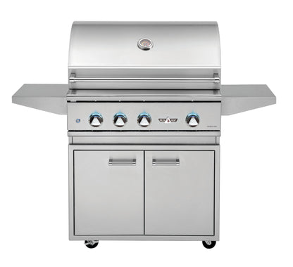 Delta Heat 32 Inch Natural Gas Grill on Cart with Infrared Rotisserie - DHGB32-C + DHBQ32R-DN