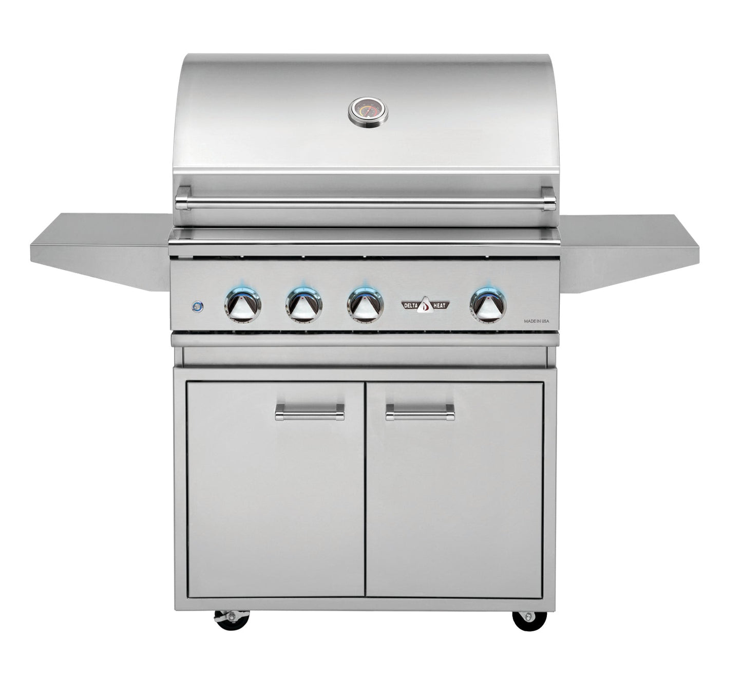 Delta Heat 32 Inch Natural Gas Grill on Cart with Infrared Rotisserie - DHGB32-C + DHBQ32R-DN