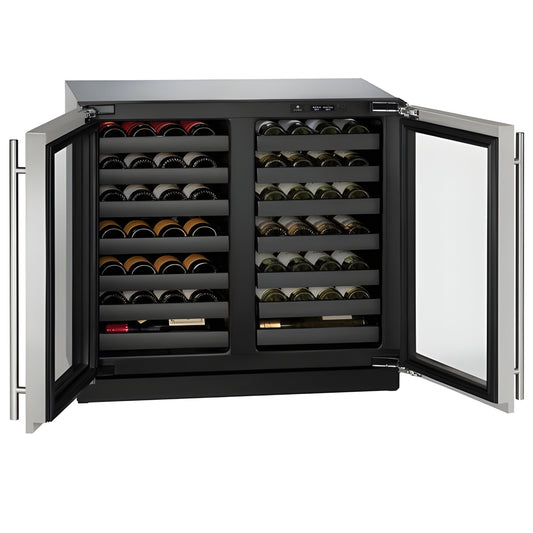 U-Line - 36" 3000 Series Dual-Zone Wine Refrigerator - U-3036WCWCS-00B