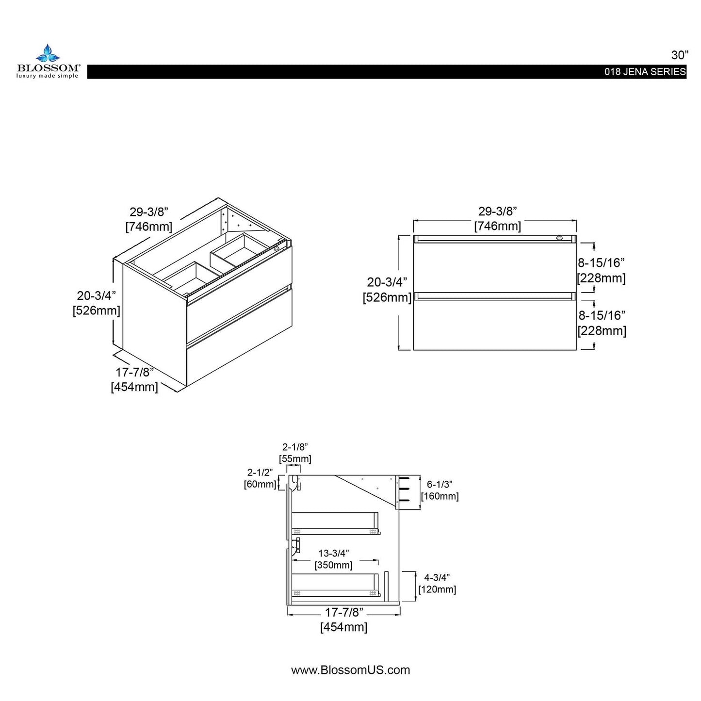 Blossom Jena 30 Inch Bathroom Vanity - V8018 30 23