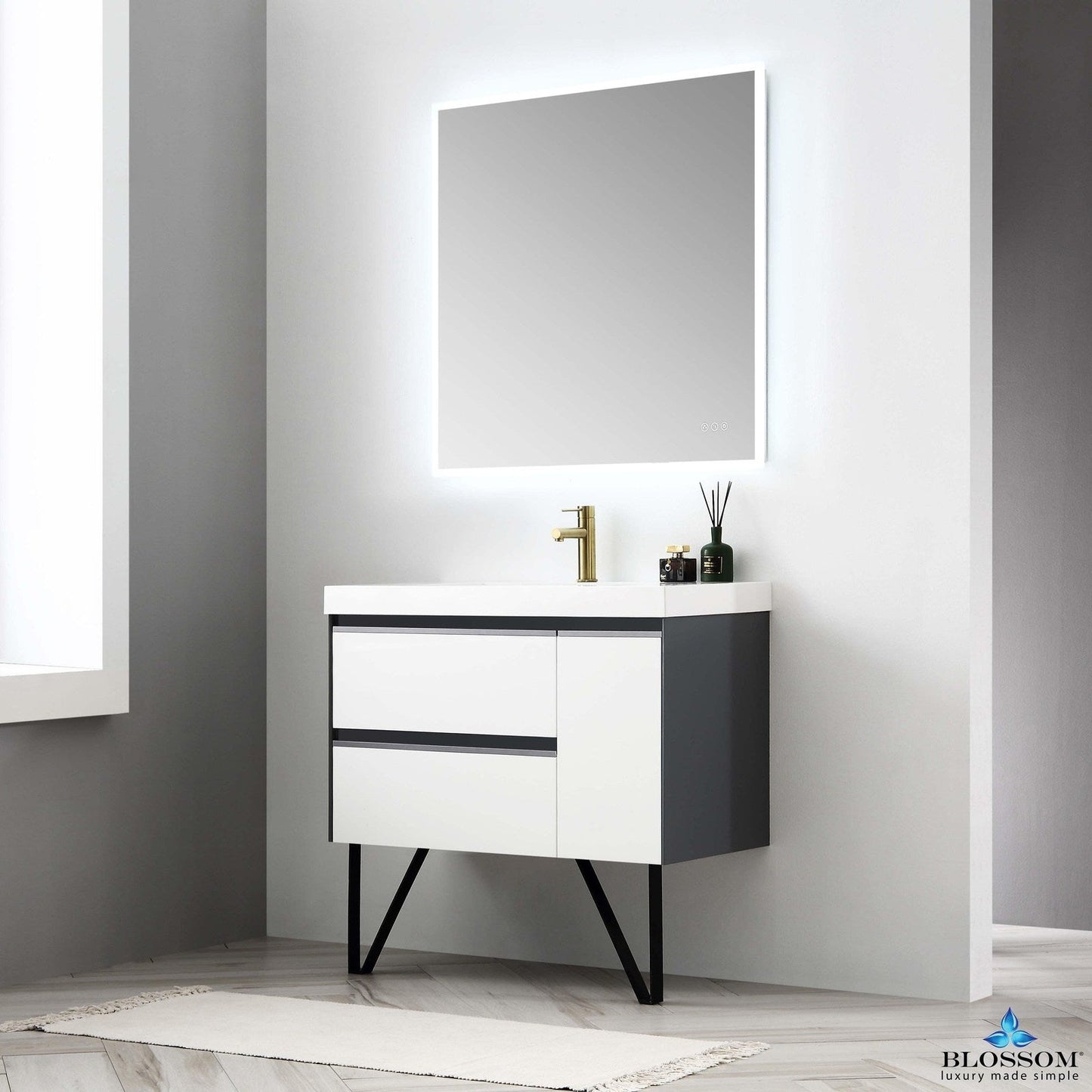Blossom Berlin – 36 Inch Vanity – Glossy White & Glossy Grey - V8019 36 01