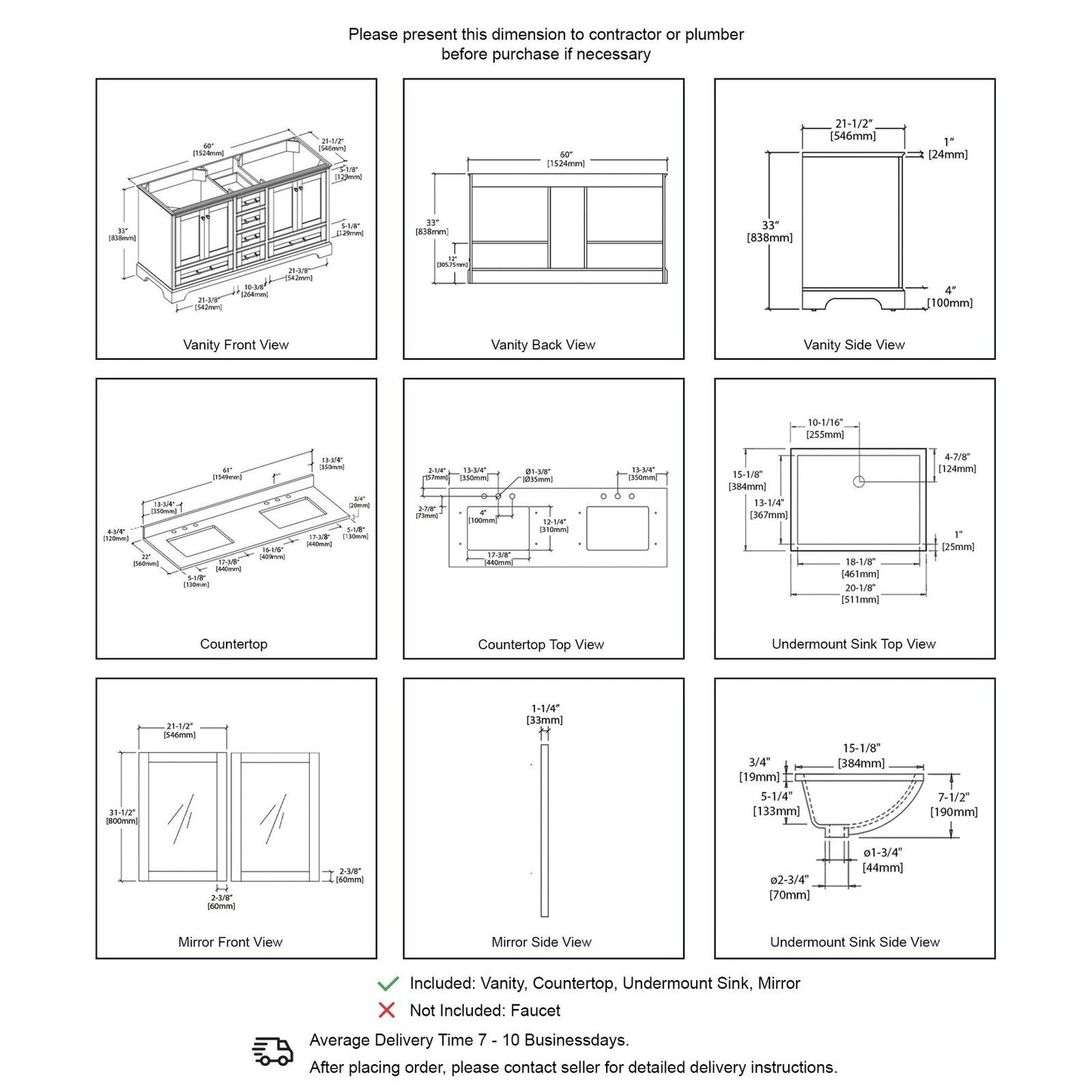 Blossom Copenhagen 60″ Bathroom Vanity - V8027 60 01