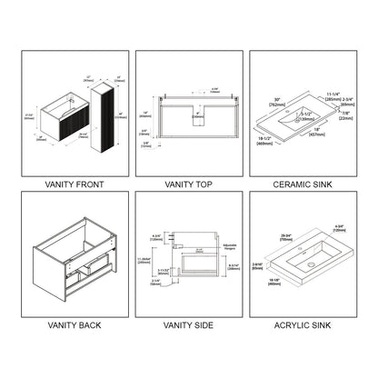 Blossom Positano 30″ Bathroom Vanity - V8028 30 01