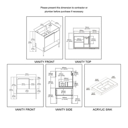 Blossom Turin 30″ Bathroom Vanity - V8031 30 01
