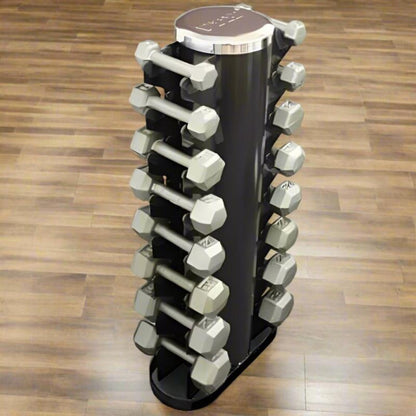 TROY VTX by Troy VERTPAC-IHD25 8-Pair Iron Hex Dumbbells with Vertical Rack - VERTPAC-IHD25