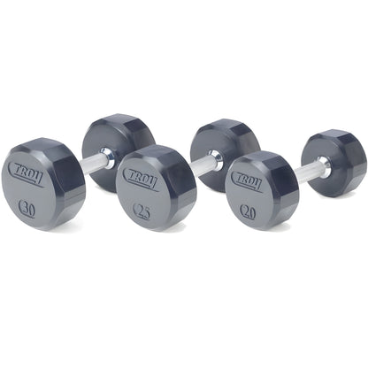 Troy 12-Sided 3-50lb Dumbbells with Rack - VERTPAC-TSDR50G