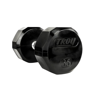 Troy 12-Sided 3-50lb Dumbbells with Rack - VERTPAC-TSDR50G