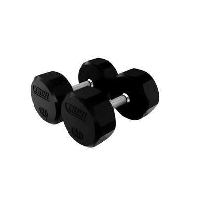 Troy 12-Sided 3-50lb Dumbbells with Rack - VERTPAC-TSDR50G