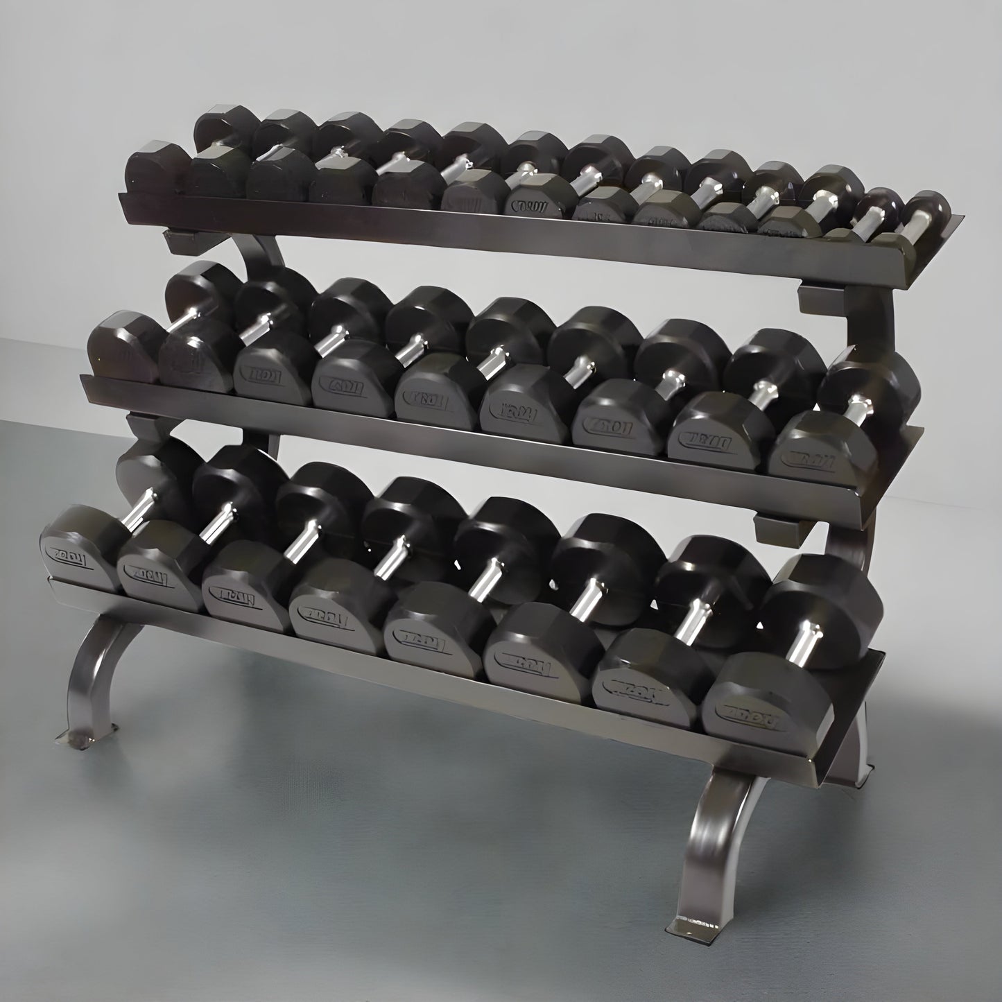 Troy  12-Sided Dumbbells & Rack Set - VERTPAC-TSDR75