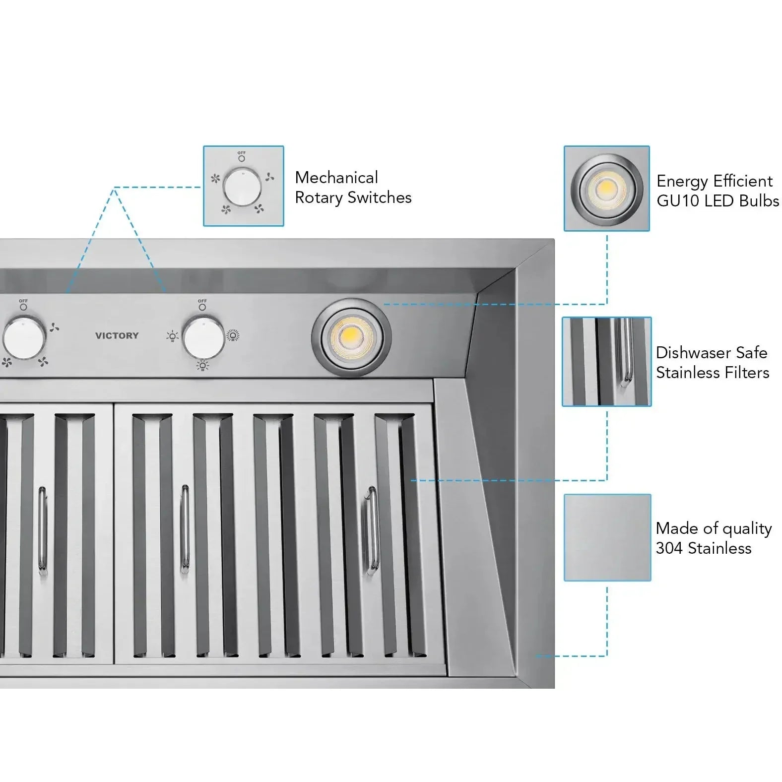 Victory Range Q2 700 CFM Insert Range Hood in Stainless Steel - Q2-30
