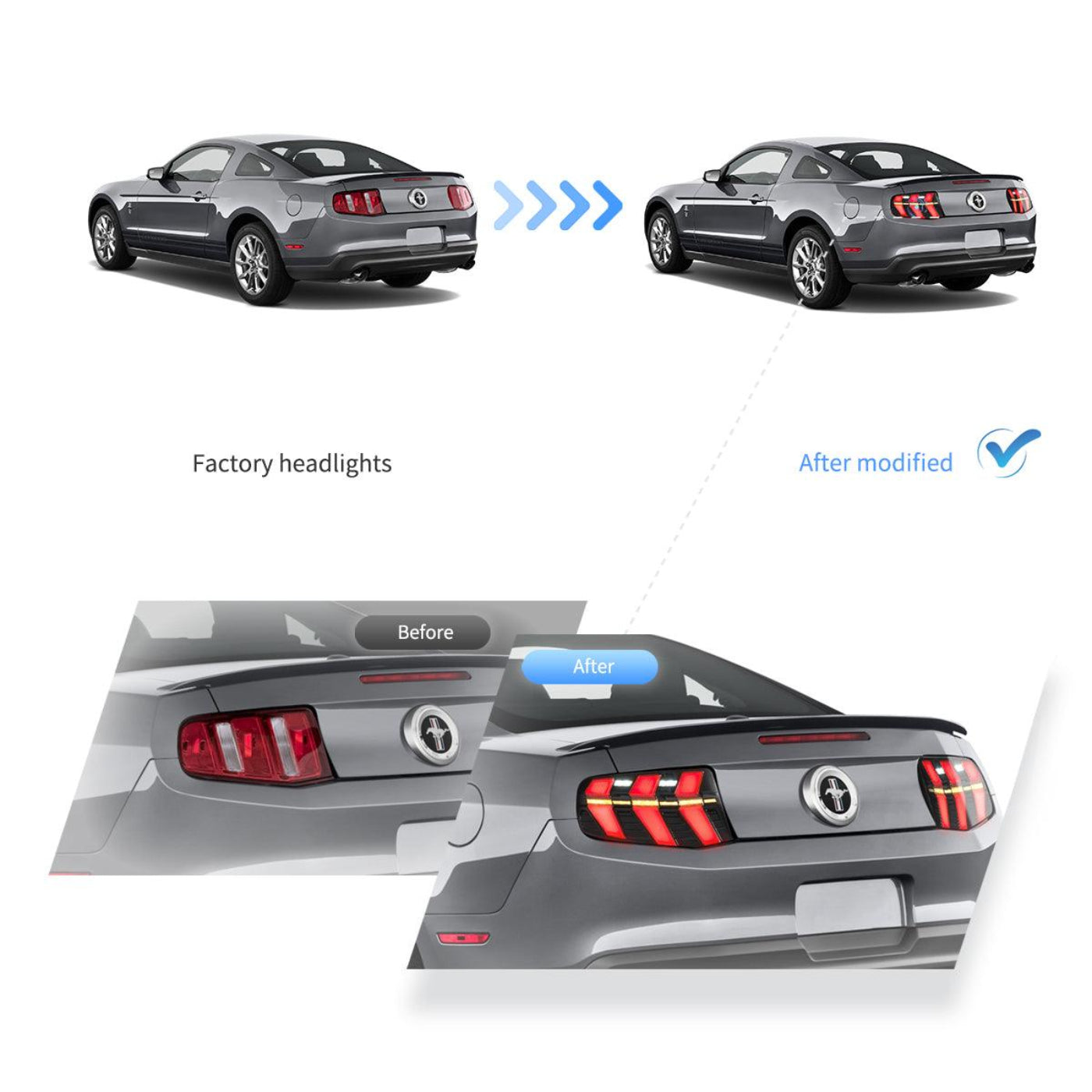 Auxbeam LED Tail Lights Assembly With Amber Sequential Turn Signal Smoked For 2010-2012 Ford Mustang 5th Gen (S-197 II) Pre-Facelift - ZC000161
