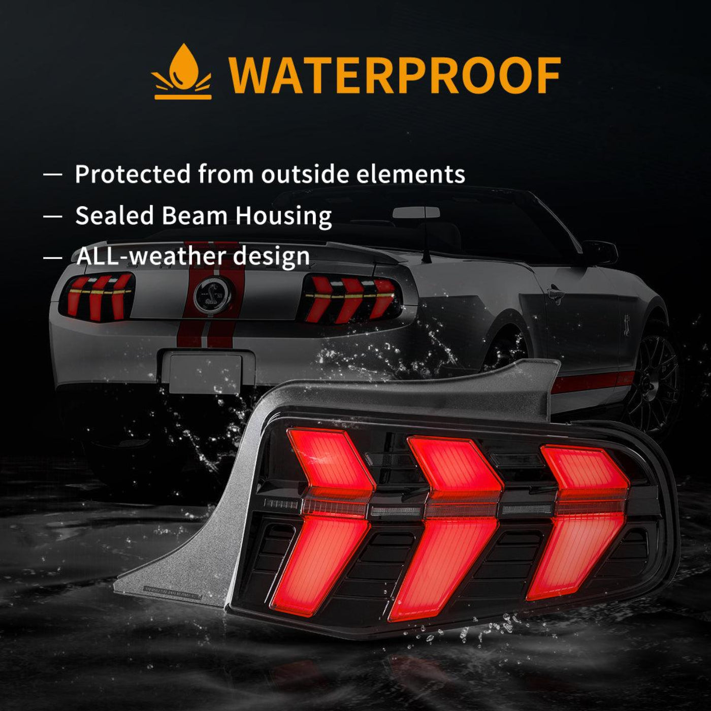 Auxbeam LED Tail Lights Assembly With Amber Sequential Turn Signal Smoked For 2010-2012 Ford Mustang 5th Gen (S-197 II) Pre-Facelift - ZC000161