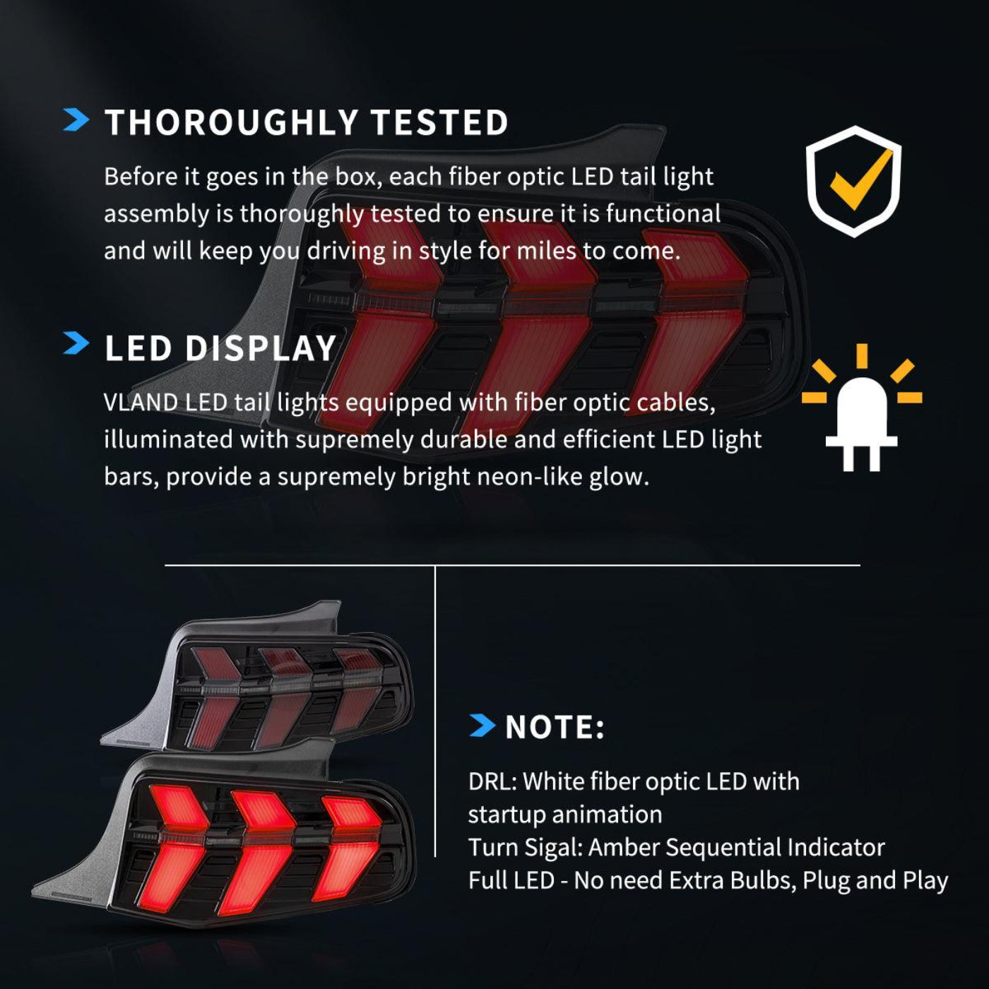 Auxbeam LED Tail Lights Assembly With Amber Sequential Turn Signal Smoked For 2010-2012 Ford Mustang 5th Gen (S-197 II) Pre-Facelift - ZC000161