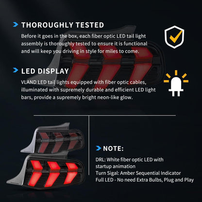 Auxbeam LED Tail Lights Assembly With Amber Sequential Turn Signal Smoked For 2010-2012 Ford Mustang 5th Gen (S-197 II) Pre-Facelift - ZC000161