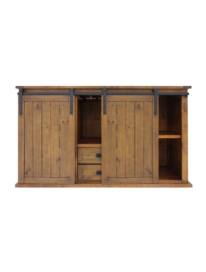 Vinotemp Rustic Wine Credenza with Sliding Doors - B Stock - VT-RUSTICRED3D