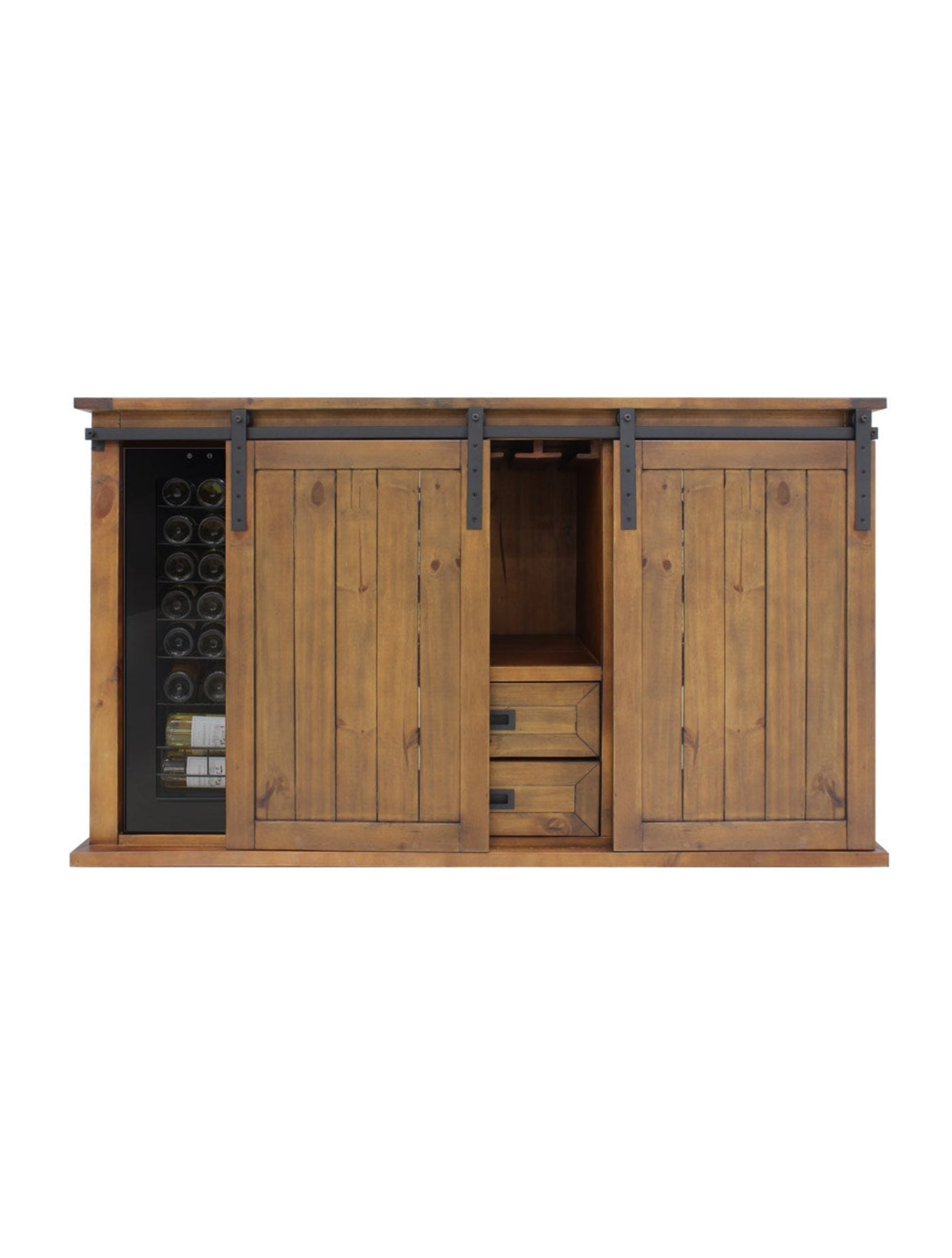 Vinotemp Rustic Wine Credenza with Sliding Doors - B Stock - VT-RUSTICRED3D