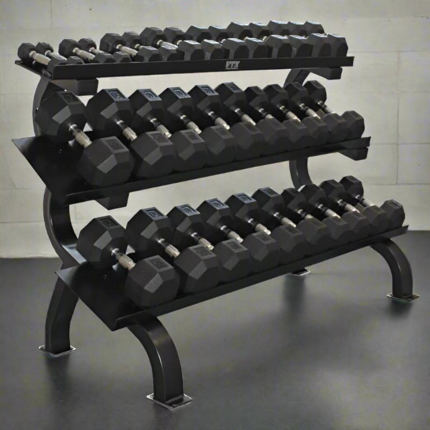 TROY VTX by Troy VERTPAC-SDR75 Rubber Dumbbell Set with Shelf Rack - VERTPAC-SDR75