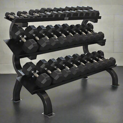TROY VTX by Troy VERTPAC-SDR75 Rubber Dumbbell Set with Shelf Rack - VERTPAC-SDR75