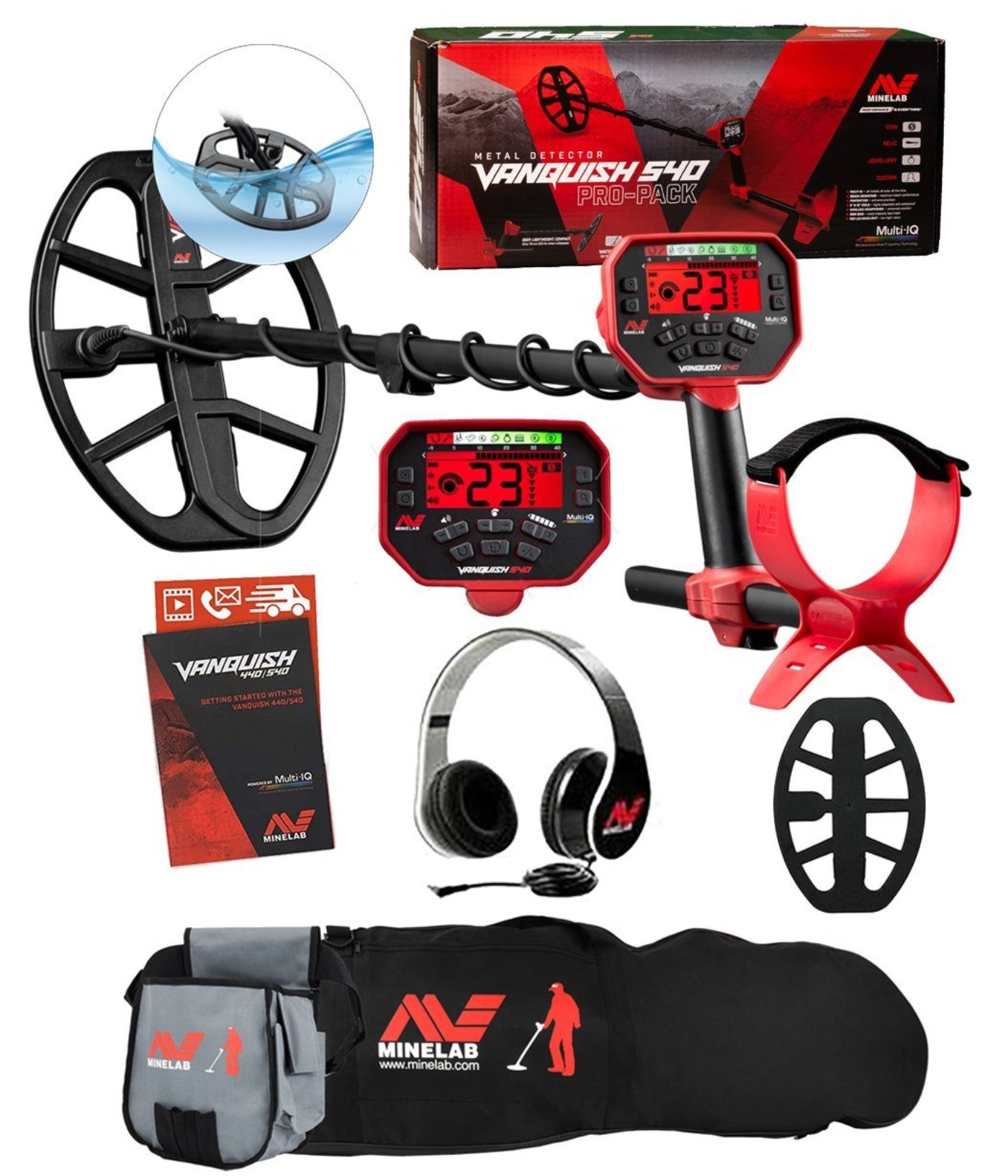 Minelab Vanquish 540 Metal Detector with Carry Bag and Pouch - 3820-0003-mfg-m05