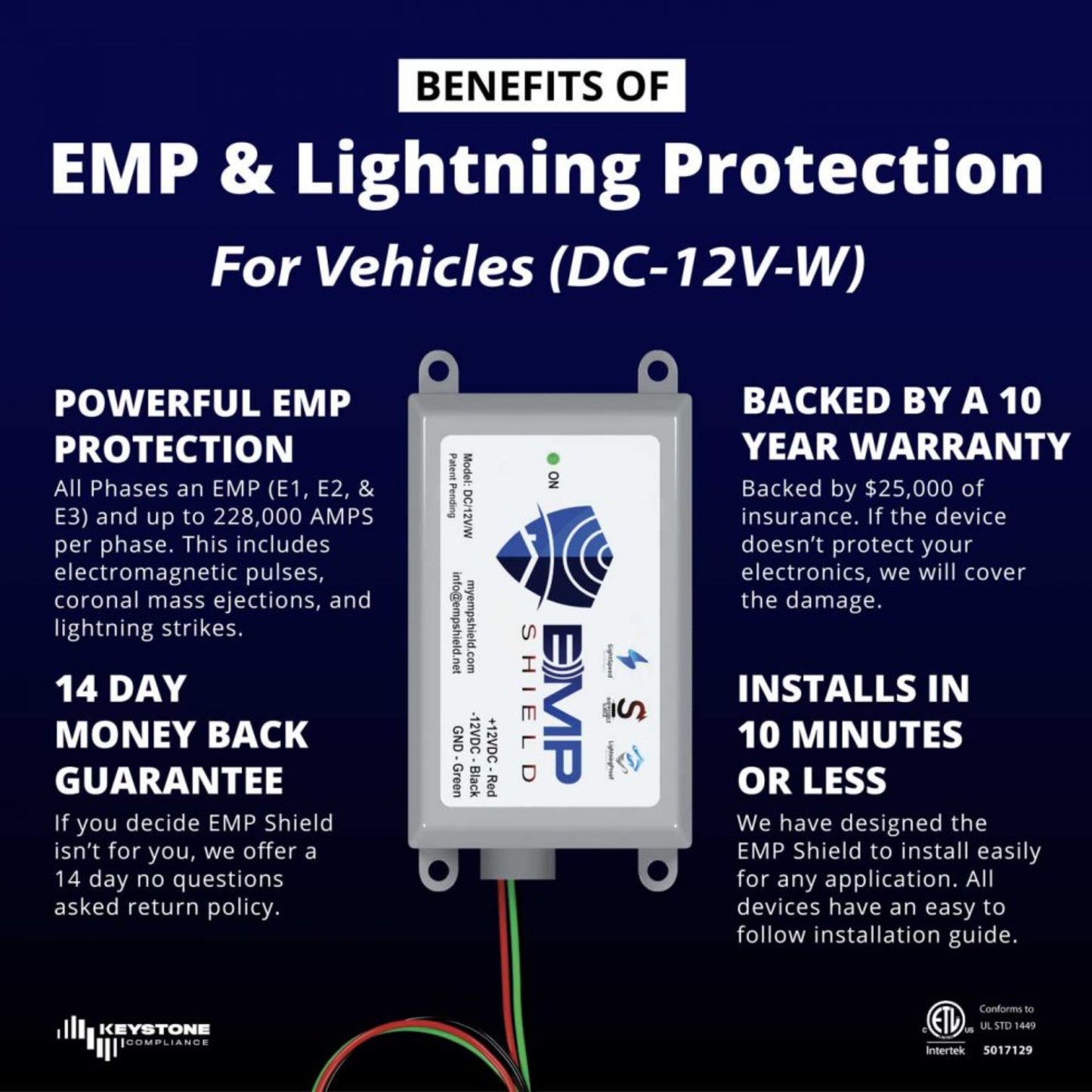 EMP Shield – EMP & Lightning Protection for Vehicles (DC-12V-W)/ Vehicle Model