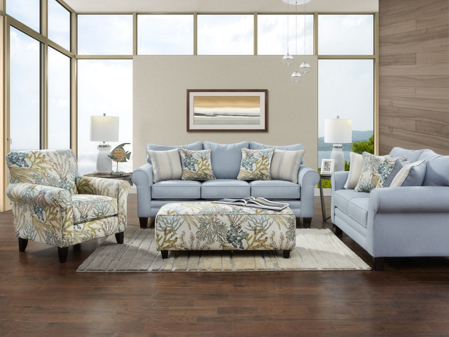 Modway Furniture 1144 Transitional Sleep Sofa - Coastal Style with Reversible Cushions & Stain-Resistant Fabric - 1144 Grande Glacier Sleeper