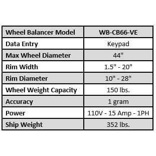 Tuxedo Wheel Balancer - WB-CB66-VE