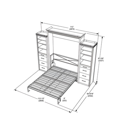Queen Murphy Bed w/ Storage Cabinets, Walnut, by Leto Muro