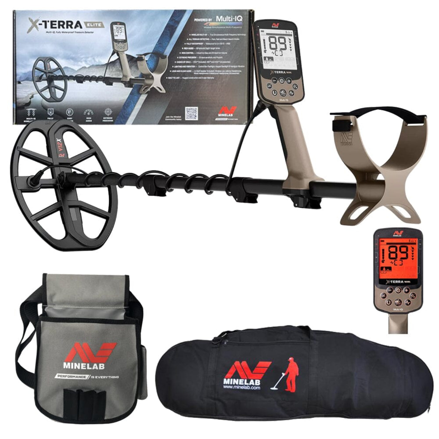 Minelab X-Terra Elite Metal Detector with Minelab Carry Bag and Finds Pouch - 3707-0002-mfg-finds-bag