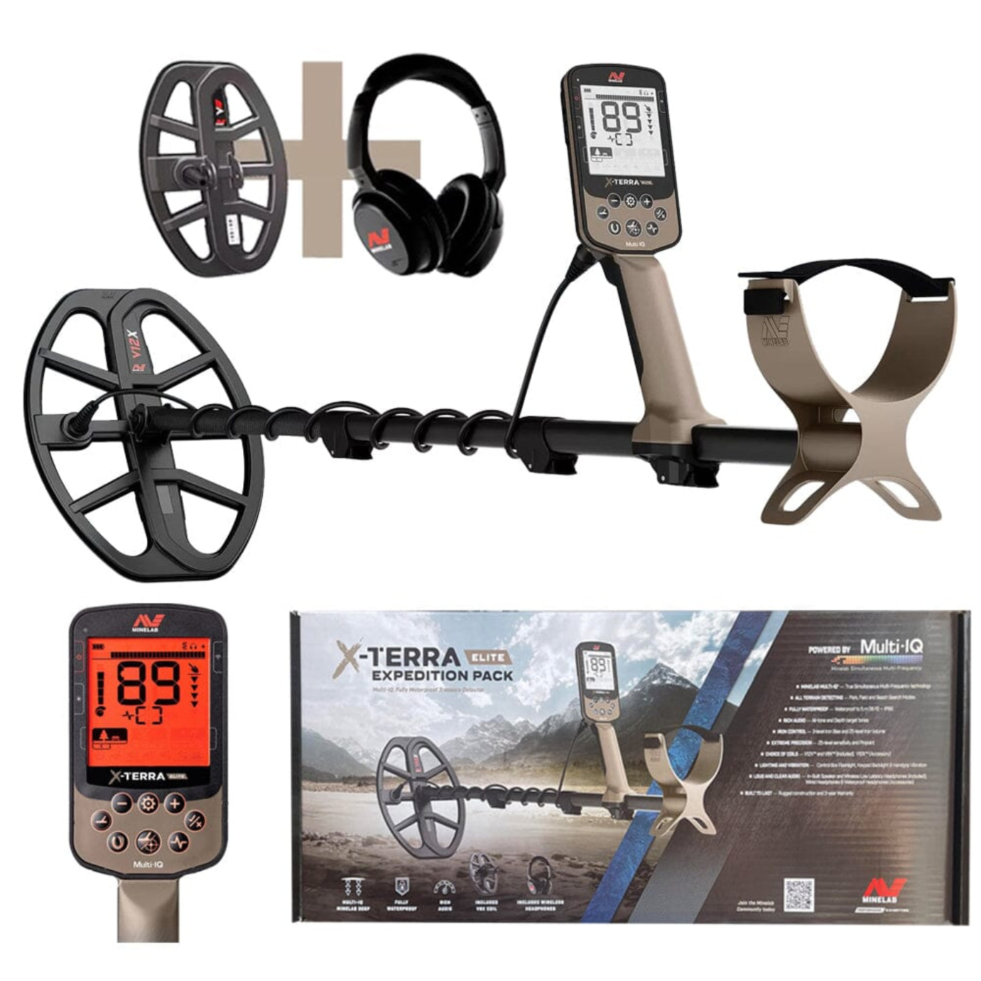 Minelab X-Terra Elite Expedition Pack with Two Coils V8X, V12X Coils + ML85 Wireless Headphones - 3707-0003