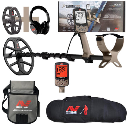 Minelab X-Terra Elite Expedition Pack with Two Coils V8X, V12X Coils + ML85 Wireless Headphones with Minelab Carry bag and Finds Pouch - 3707-0003-bag-pouch