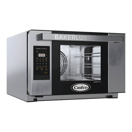 Cadco Bakerlux Station XAFT-03HS-LD 3-Shelf Half Size Heavy-Duty Digital Countertop Convection Oven with LED Control Panel - 208-240V - XAFT-03HS-LD
