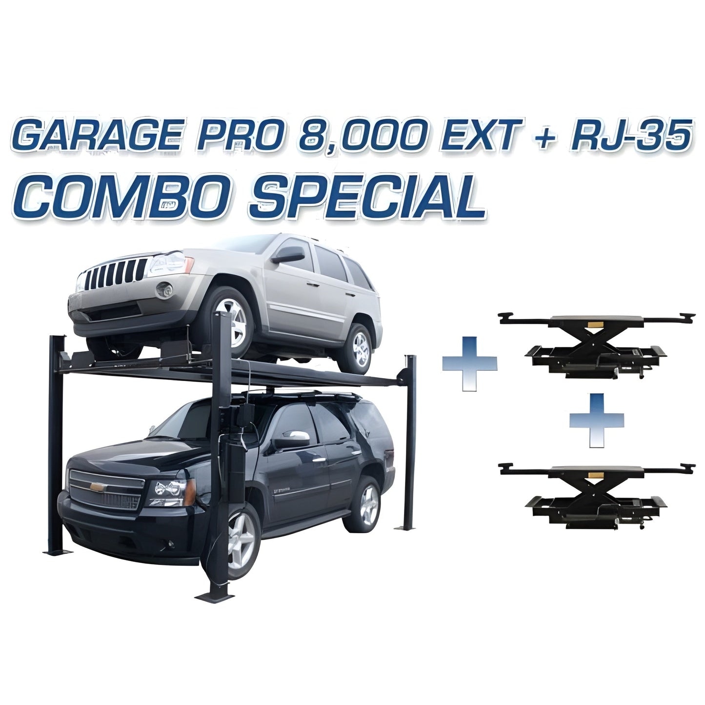 Atlas PRO8000EXT 4 Post Lift + RJ35 Sliding Jacks Combo - ATEXH-PRO8EXT-COMBO-FPD