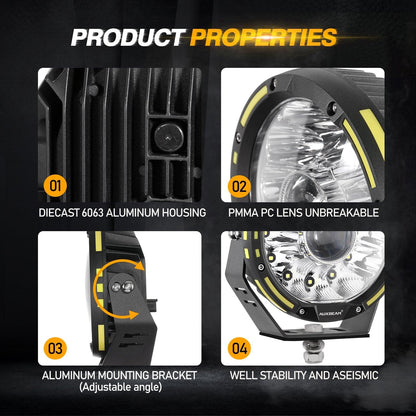 Auxbeam (2pcs/4pcs set) 7 Inch 230W 33332LM 360-PRO Series Custom Lens Offroad LED Driving Lights for 2008 Chevy Silverado 1500 Chevy Silverado 2500 3500 - GP00008379