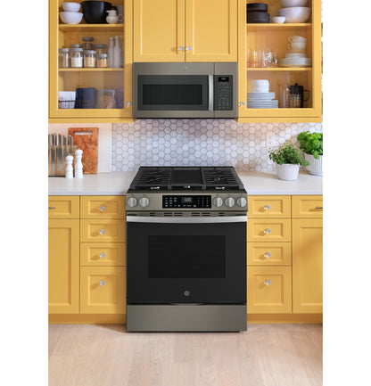 GE APPLIANCES GGS600AVES GE(R) 30" Slide-In Front-Control Convection Gas Range with No Preheat Air Fry and EasyWash(TM) Oven Tray - GGS600AVES-KT