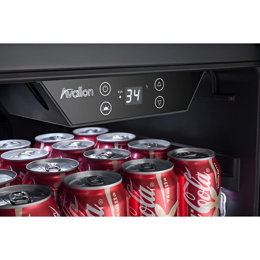 Avallon 24 Inch Wide 140 Can Energy Efficient Beverage Center with LED Lighting, Double Pane Glass, Touch Control Panel and Right Swing Door - ABR241BLSS