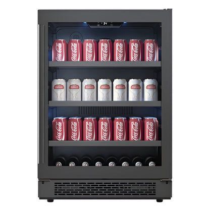 Avallon 24 Inch Wide 140 Can Energy Efficient Beverage Center with LED Lighting, Double Pane Glass, Touch Control Panel and Right Swing Door - ABR241BLSS