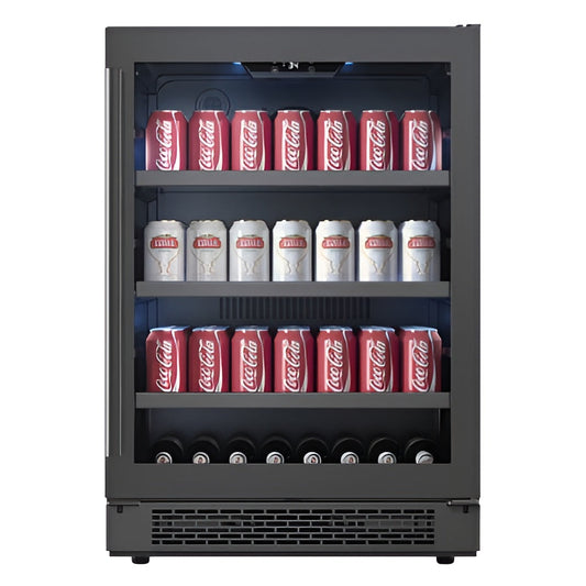 Avallon 24 Inch Wide 140 Can Energy Efficient Beverage Center with LED Lighting, Double Pane Glass, Touch Control Panel and Right Swing Door - ABR241BLSS