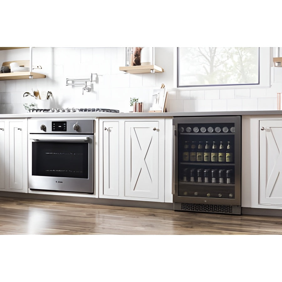 Avallon 24 Inch Wide 140 Can Energy Efficient Beverage Center with LED Lighting, Double Pane Glass, Touch Control Panel and Right Swing Door - ABR241BLSS