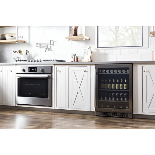 Avallon 24 Inch Wide 140 Can Energy Efficient Beverage Center with LED Lighting, Double Pane Glass, Touch Control Panel and Right Swing Door - ABR241BLSS