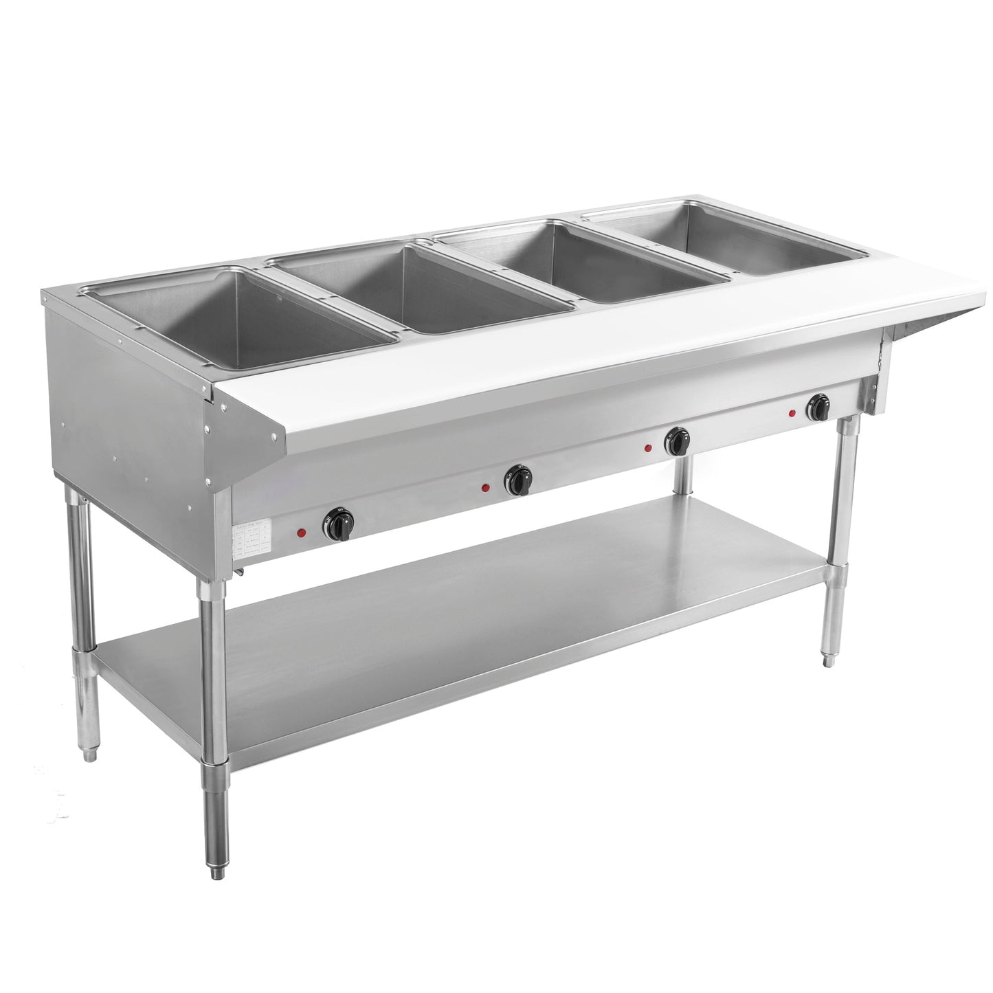 BevLes - BVST-4-240, BevLes 4 Well Electric Steam Table, 230V, in Silver - BVST-4-240