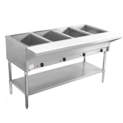 BevLes - BVST-4-120, BevLes 4 Well Electric Steam Table, 120V, in Silver - BVST-4-120