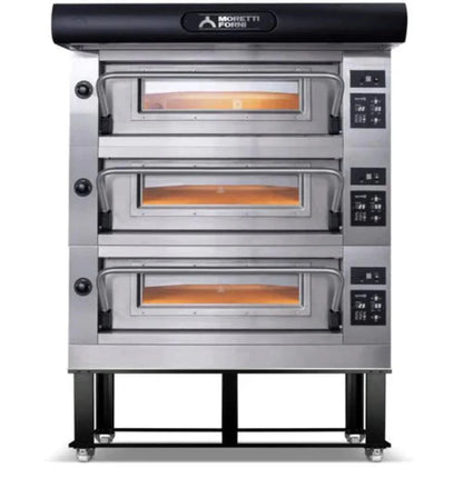 AMPTO Electric Pizza Oven Amalfi 38'' x 41'' x 7'' (Chamber) 208/240/60/3 - 3 Decks with tray guide base - AMALFI C3