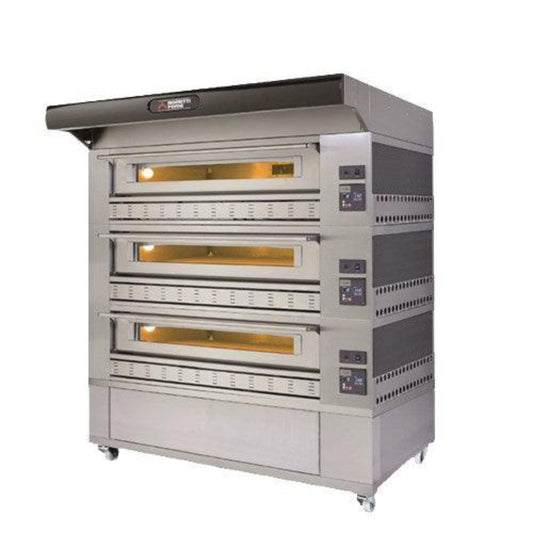 AMPTO Gas Pizza Oven P150G 58'' x 34'' x 7'' (Chamber) 3 Decks w/ enclosed base - P150G A3